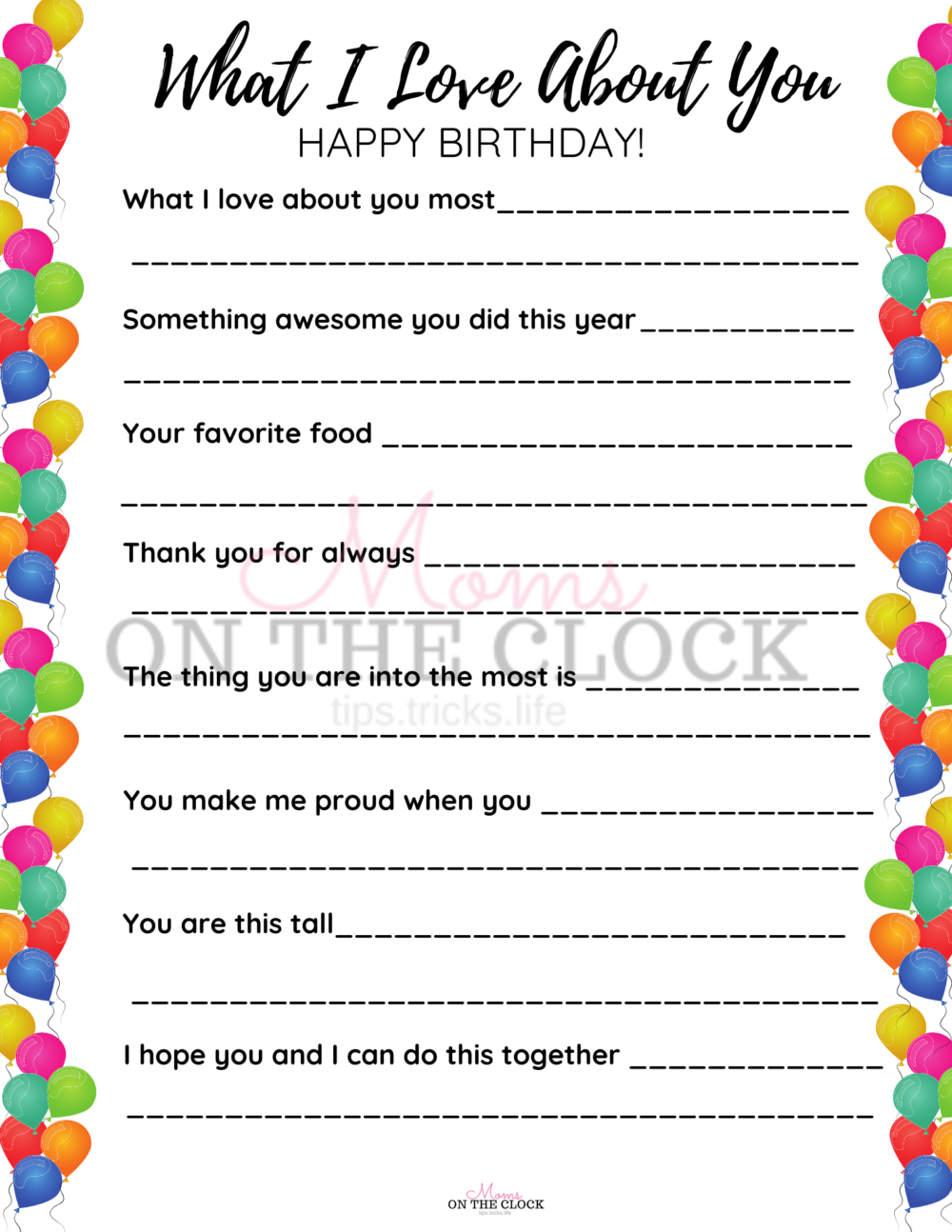 Happy Birthday Banner Printable -"Why I Love You"