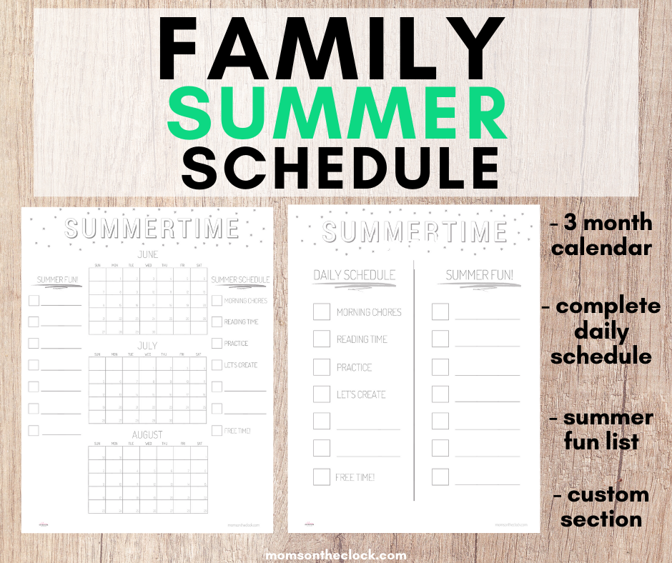 customizable summer daily schedule for kids iphone apps